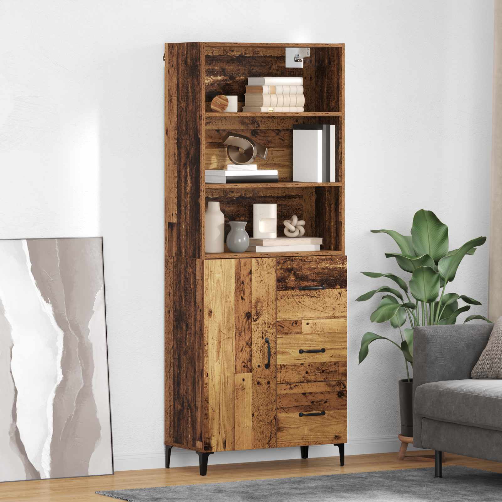 Highboard Παλιό Ξύλο 69,5 x 34 x 180 εκ. Επεξεργασμένο ξύλο - Pakobazaar