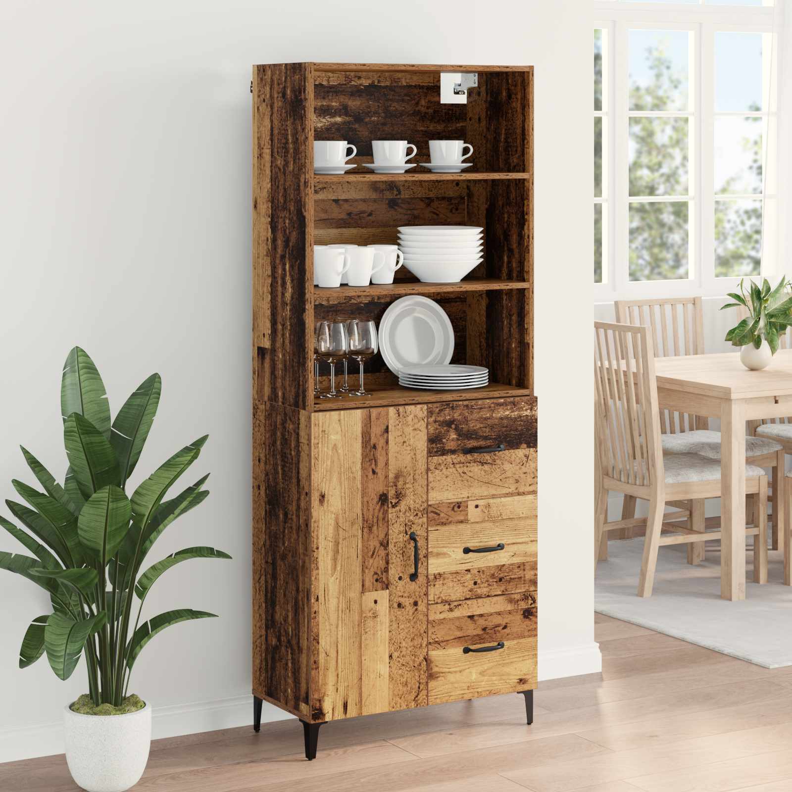 Highboard Παλιό Ξύλο 69,5 x 34 x 180 εκ. Επεξεργασμένο ξύλο - Pakobazaar