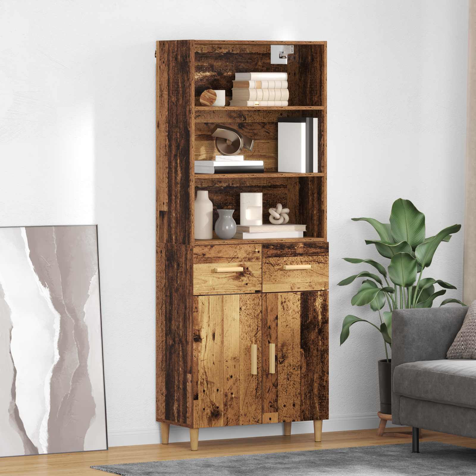 Highboard Παλιό Ξύλο 69,5 x 32,5 x 180 εκ Επεξεργασμένο ξύλο