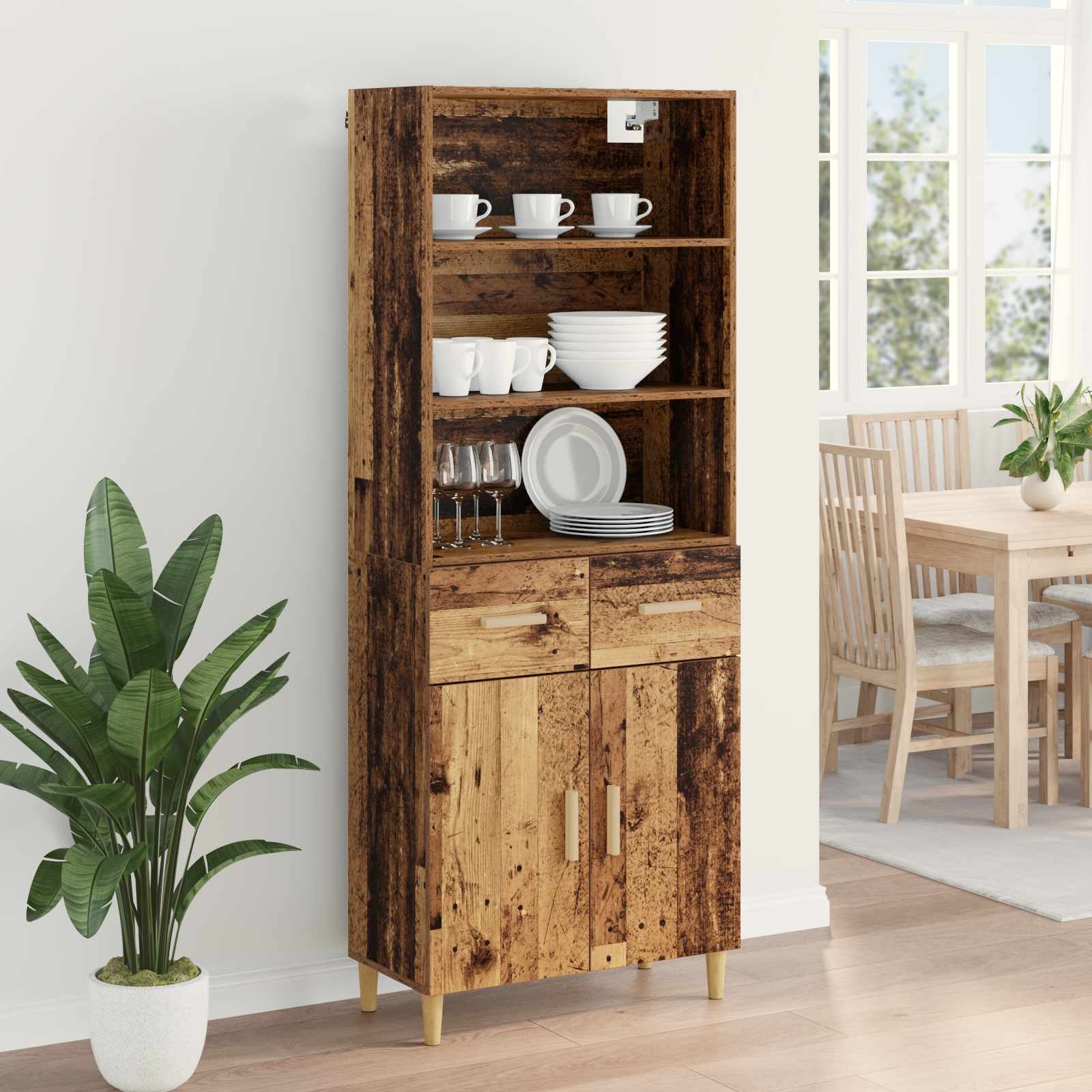 Highboard Παλιό Ξύλο 69,5 x 32,5 x 180 εκ Επεξεργασμένο ξύλο