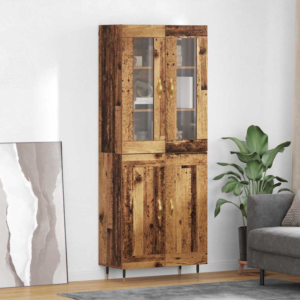Highboard 2 pcs Παλιό ξύλο Επεξεργασμένο ξύλο - Pakobazaar