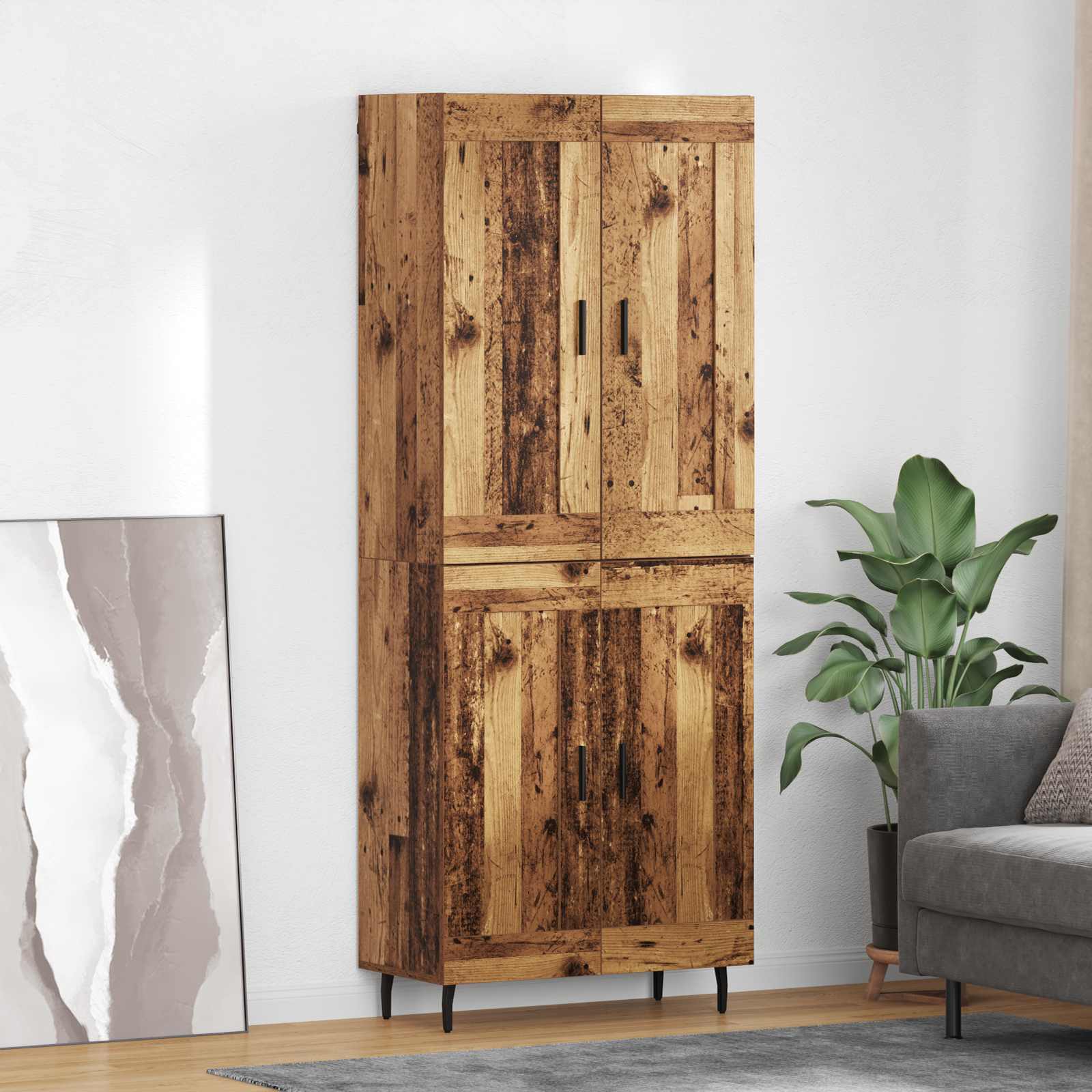 Highboard 2 pcs Παλιό Ξύλο Επεξεργασμένο ξύλο