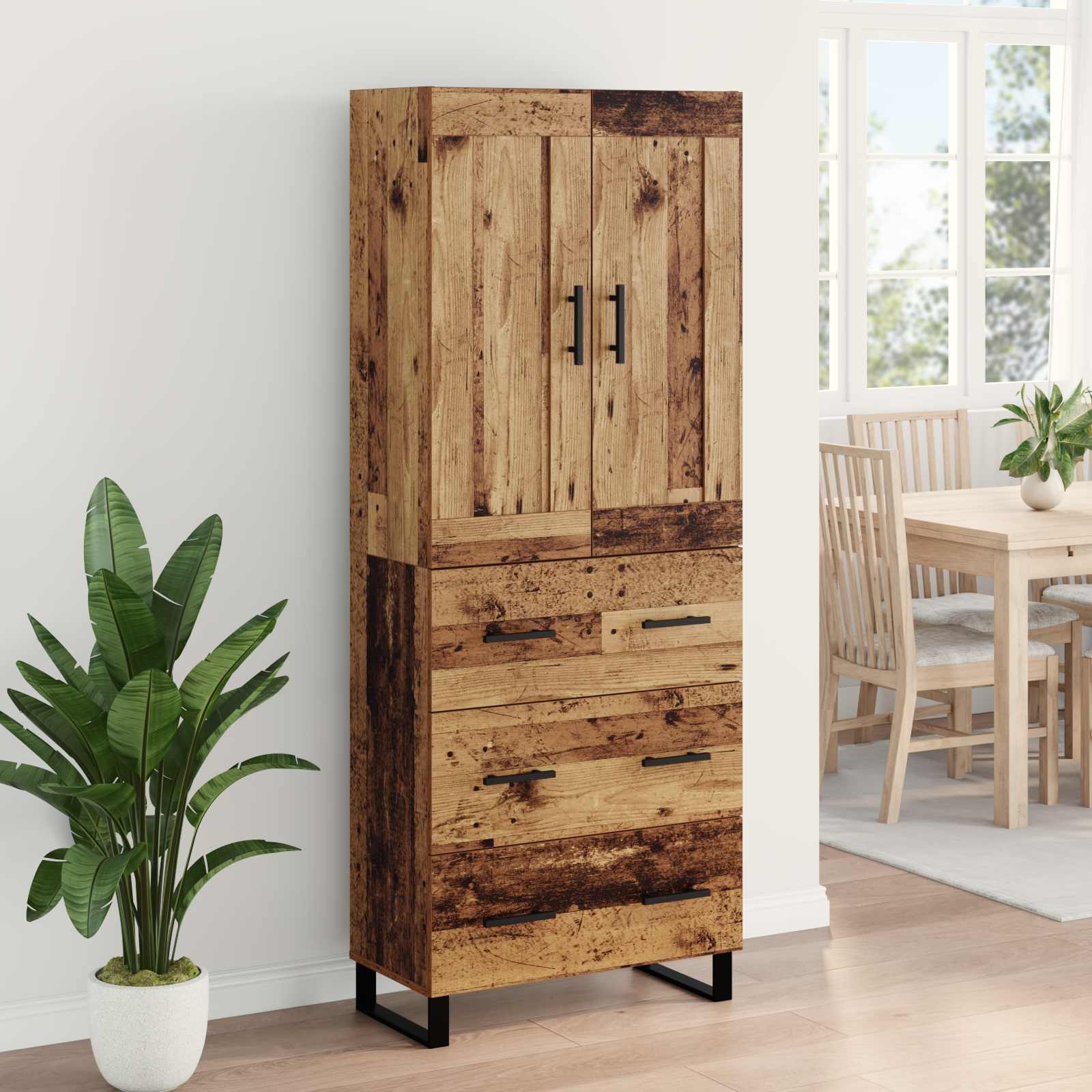 Highboard Παλιό ξύλο 69,5 x 34 x 180 εκ. Επεξεργασμένο ξύλο