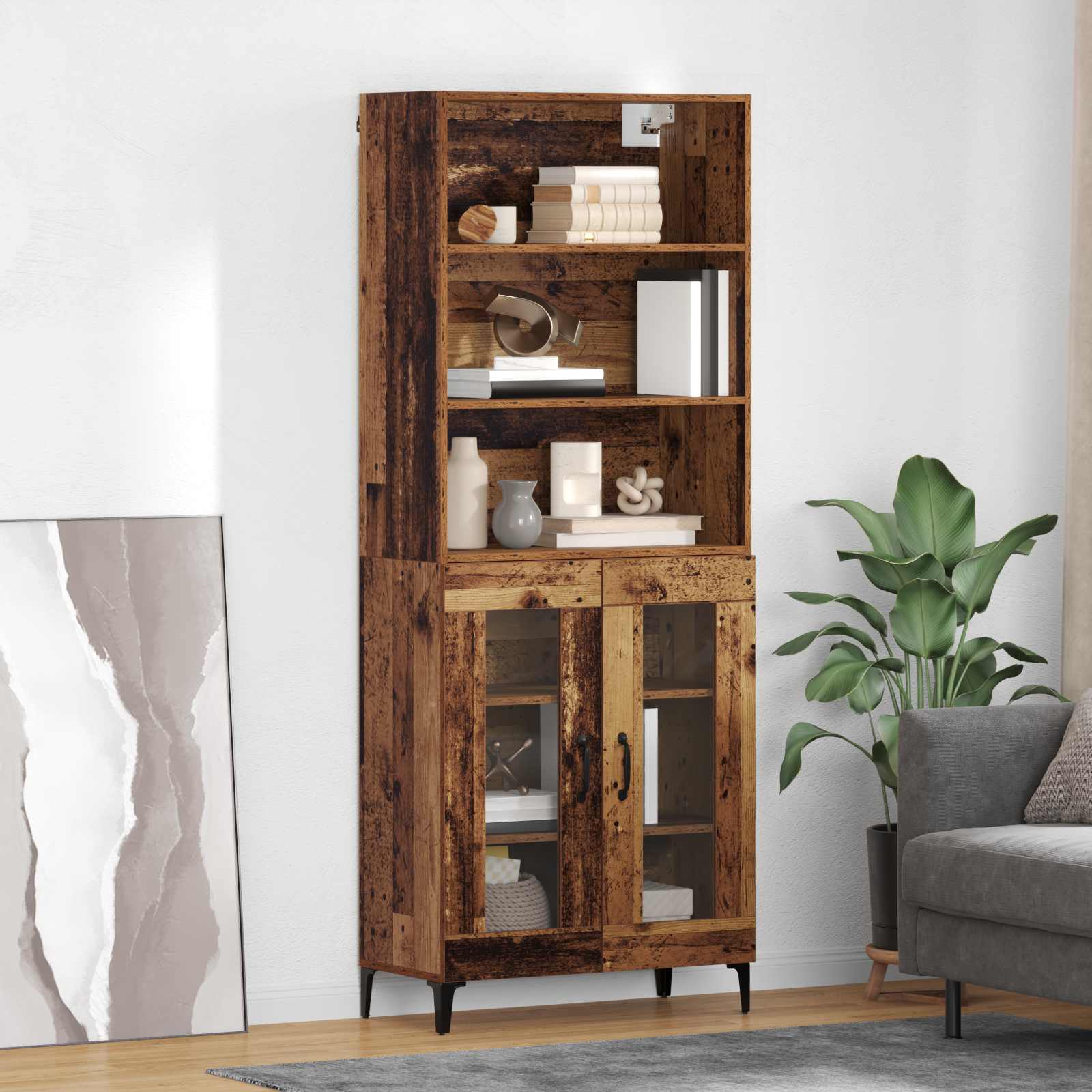 Highboard Παλιό Ξύλο 69,5 x 34 x 180 εκ. Επεξεργασμένο ξύλο