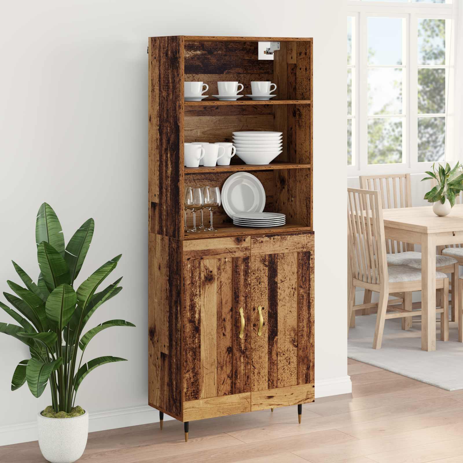 Highboard Παλιό Ξύλο 69,5 x 34 x 180 εκ. Επεξεργασμένο ξύλο - Pakobazaar
