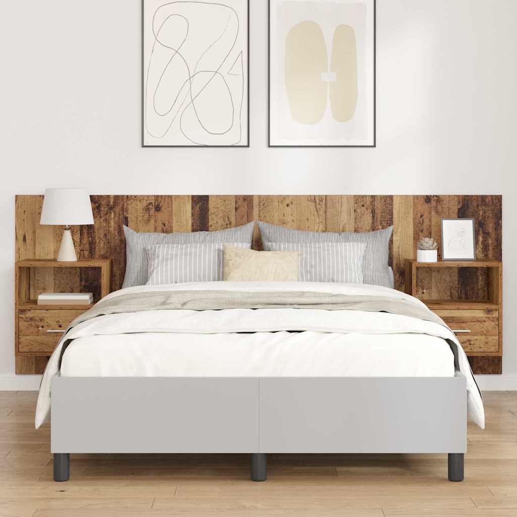 Κεφαλή κρεβατιού με κομοδίνο με συρτάρι 3 pcs Παλιό Ξύλο - Pakobazaar