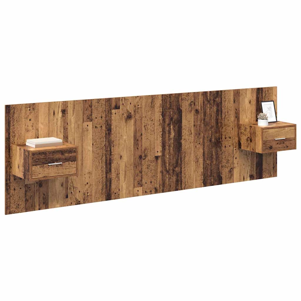 Κεφαλή κρεβατιού με κομοδίνο με συρτάρι 3 pcs Παλιό Ξύλο - Pakobazaar