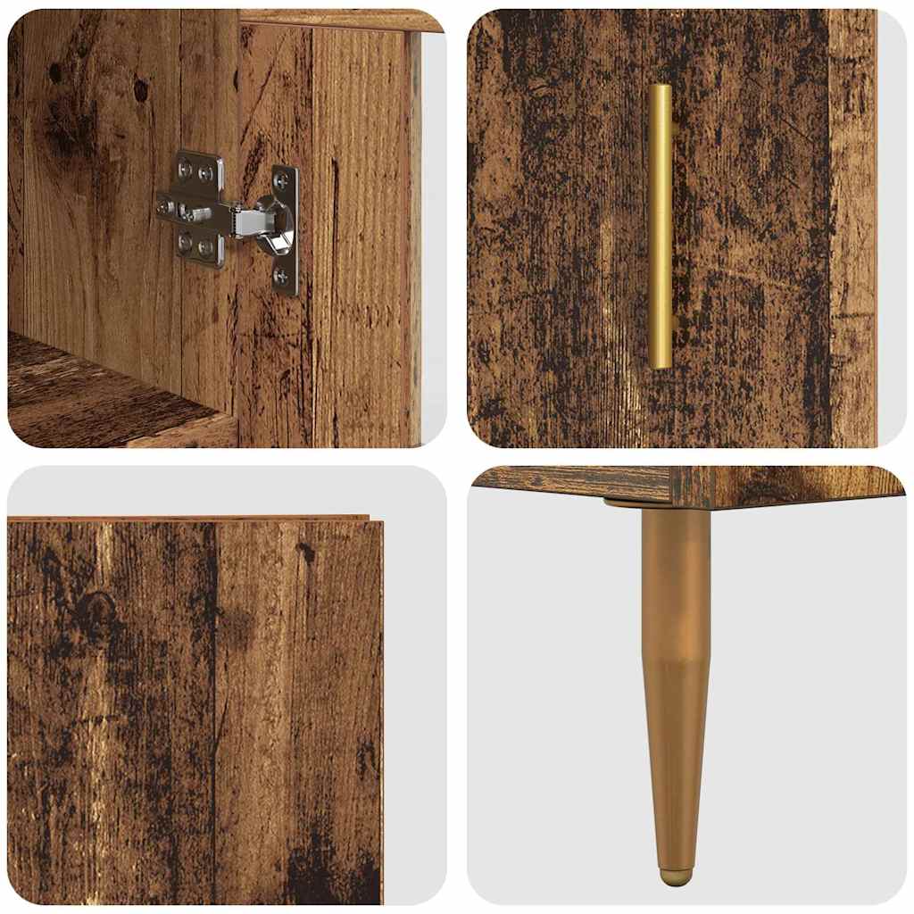 Highboard 2 pcs Παλιό Ξύλο Γυαλί