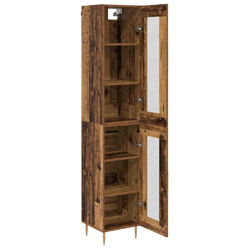 Highboard 2 pcs Παλιό Ξύλο Γυαλί