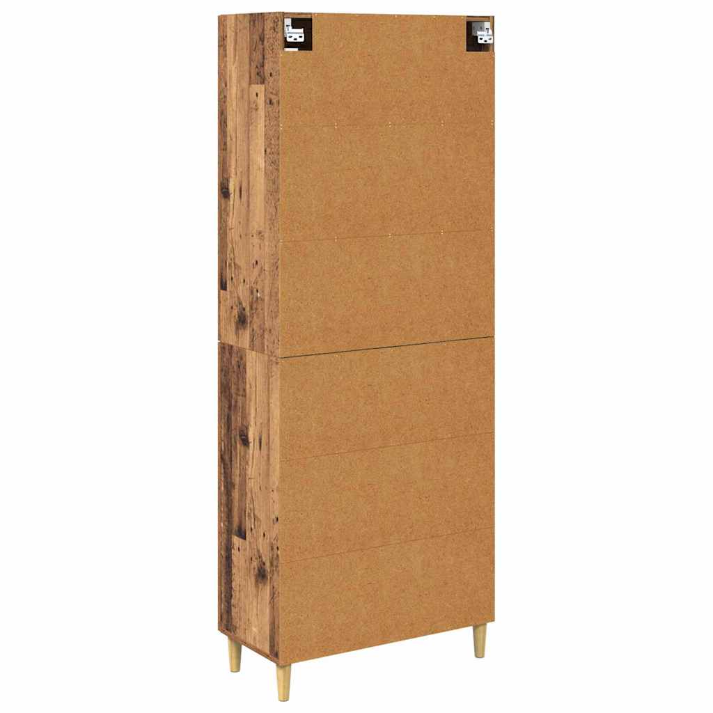 Highboard Παλιό Ξύλο 69,5 x 34 x 180 εκ. Σύνθετο Ξύλο και Γυαλί