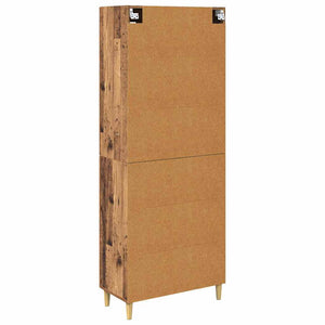 Highboard Παλιό Ξύλο 69,5 x 34 x 180 εκ. Σύνθετο Ξύλο και Γυαλί