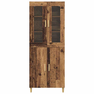 Highboard Παλιό Ξύλο 69,5 x 34 x 180 εκ. Σύνθετο Ξύλο και Γυαλί