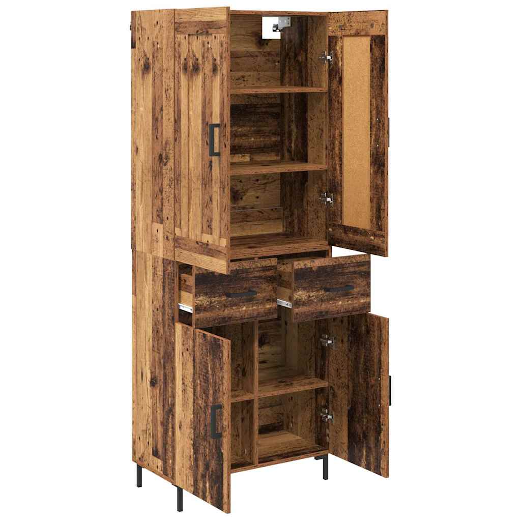 Highboard με συρτάρι 2 pcs Παλιό Ξύλο Επεξεργασμένο ξύλο