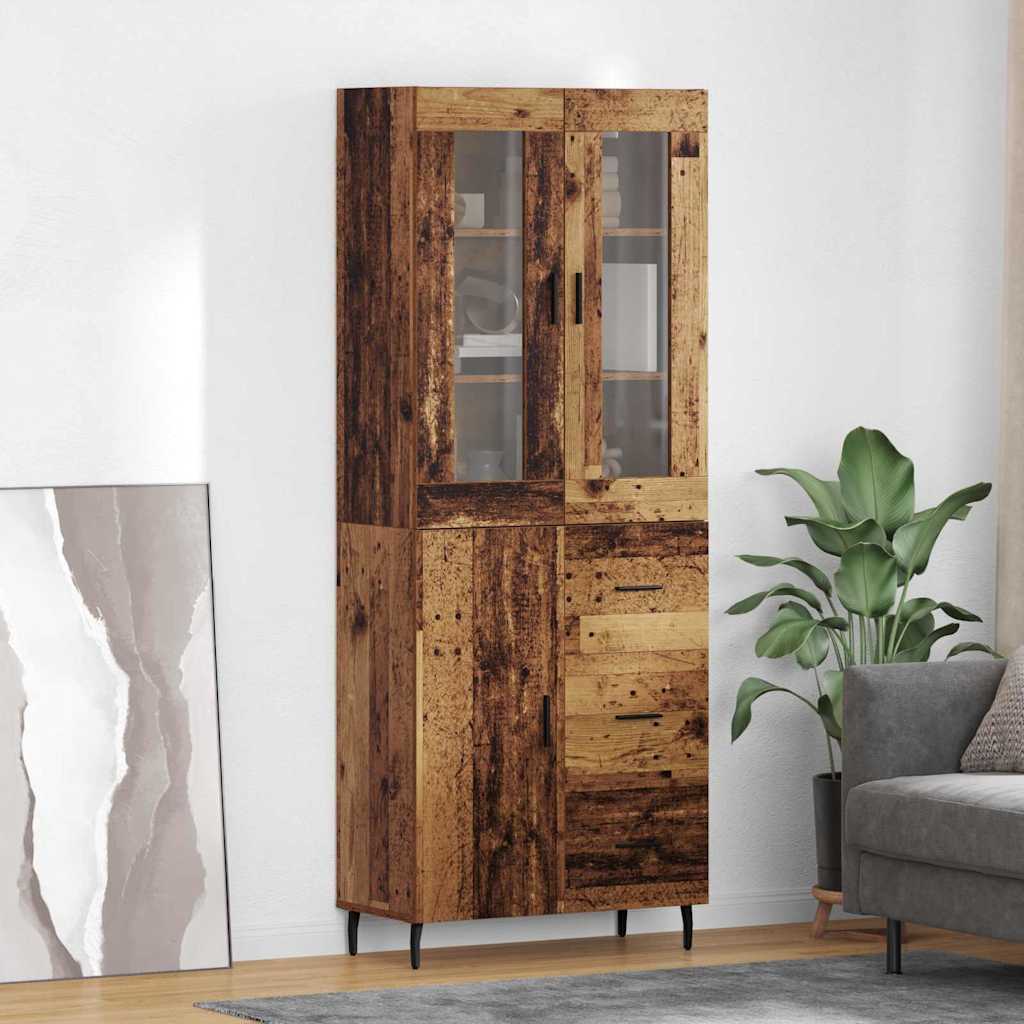Highboard με συρτάρι 2 pcs Παλιό Ξύλο Επεξεργασμένο ξύλο - Pakobazaar