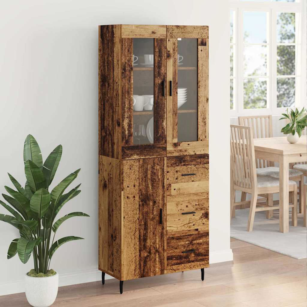 Highboard με συρτάρι 2 pcs Παλιό Ξύλο Επεξεργασμένο ξύλο - Pakobazaar