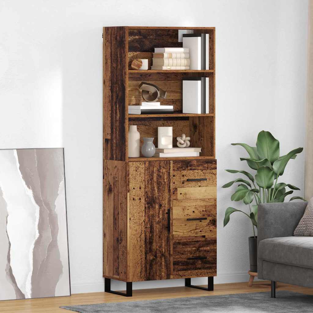 Highboard με συρτάρι 2 pcs Παλιό ξύλο Επεξεργασμένο ξύλο
