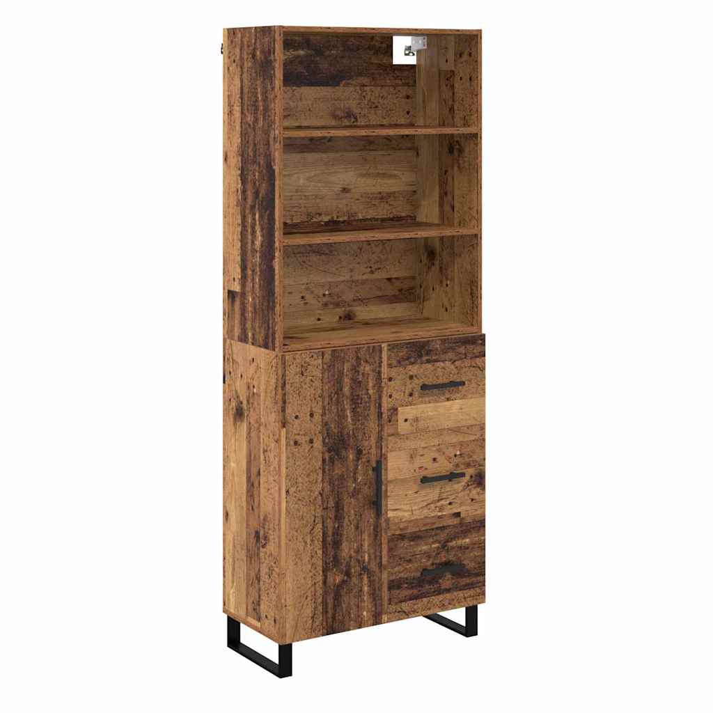 Highboard με συρτάρι 2 pcs Παλιό ξύλο Επεξεργασμένο ξύλο