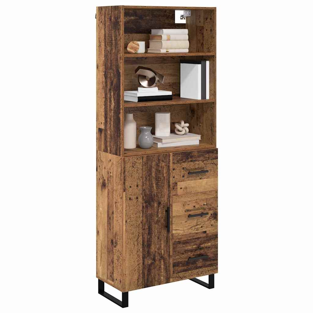 Highboard με συρτάρι 2 pcs Παλιό ξύλο Επεξεργασμένο ξύλο