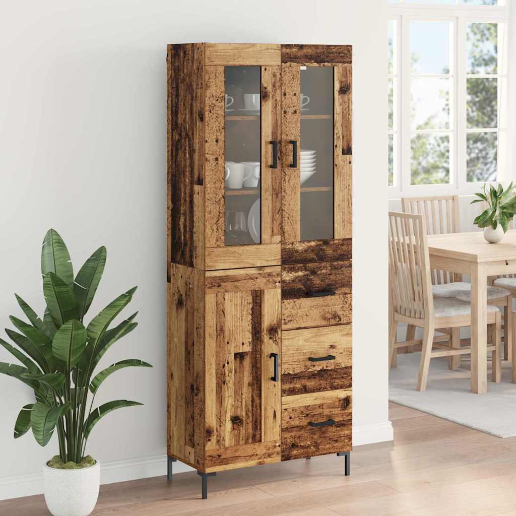 Highboard με συρτάρι 2 pcs Παλιό ξύλο Επεξεργασμένο ξύλο - Pakobazaar