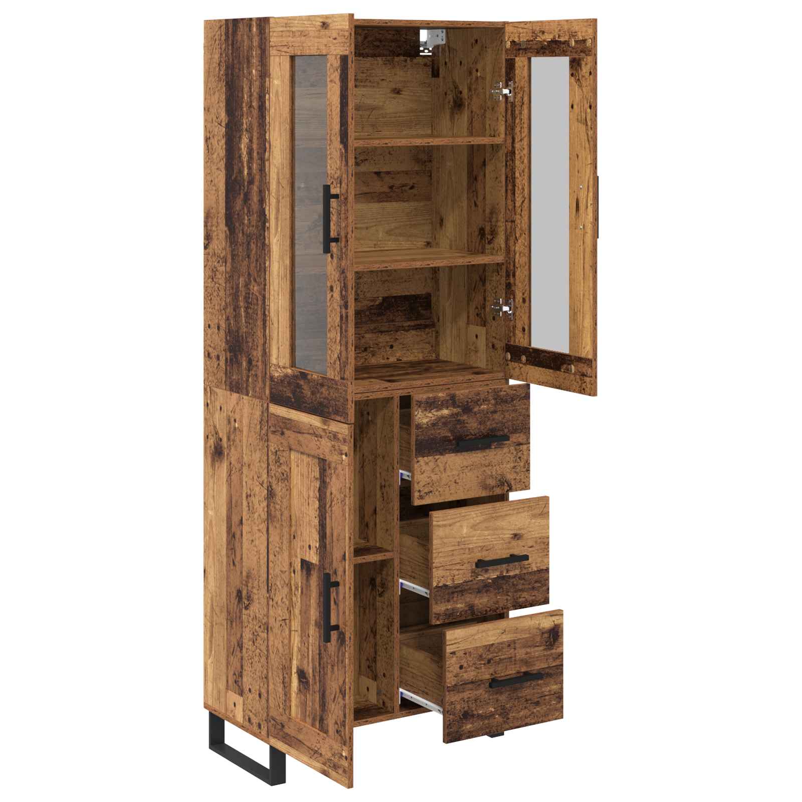 Highboard με συρτάρι 2 pcs Παλιό Ξύλο Επεξεργασμένο ξύλο