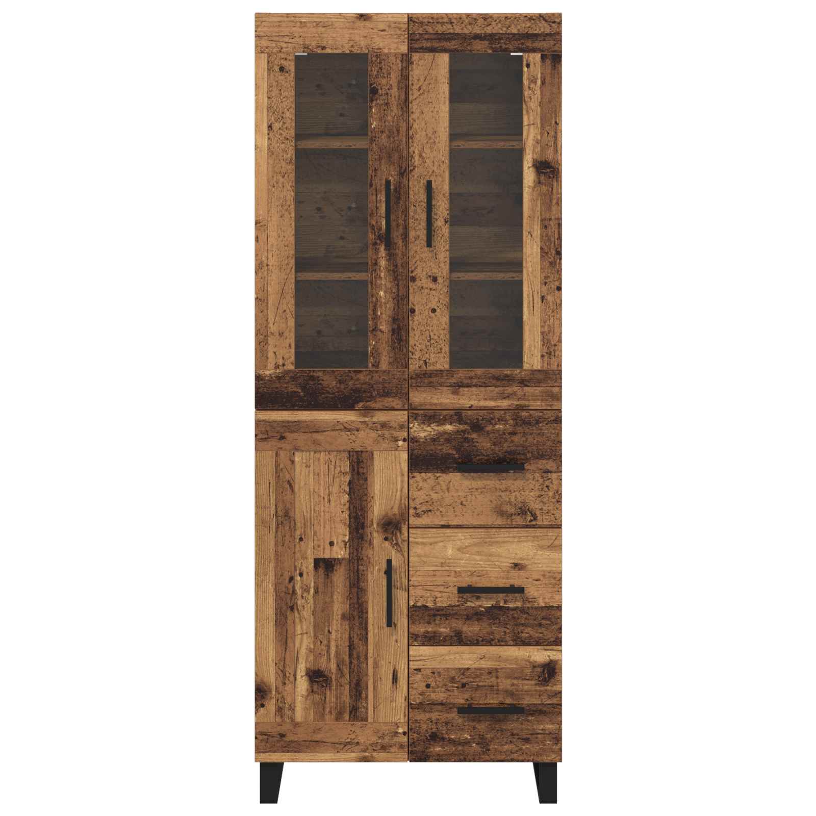 Highboard με συρτάρι 2 pcs Παλιό Ξύλο Επεξεργασμένο ξύλο