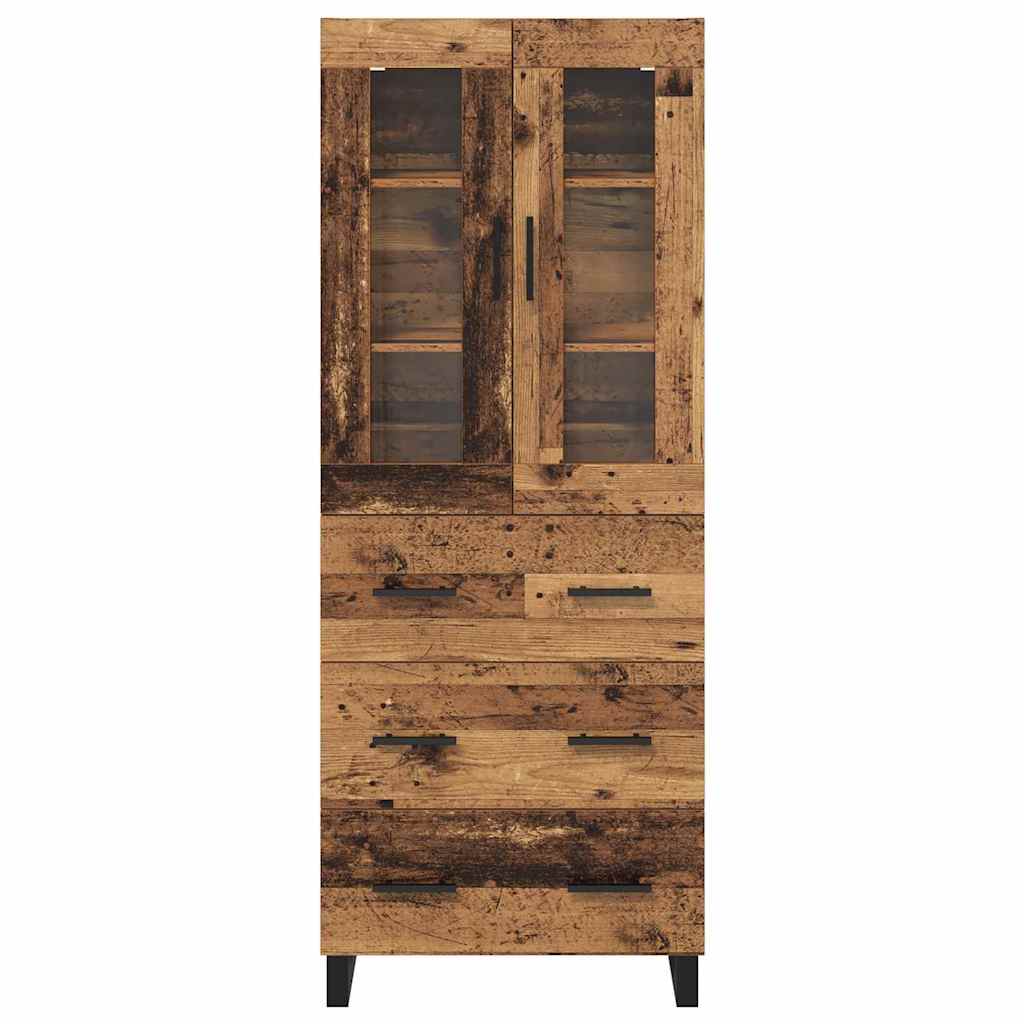 Highboard με συρτάρι 2 pcs Παλιό Ξύλο Επεξεργασμένο ξύλο