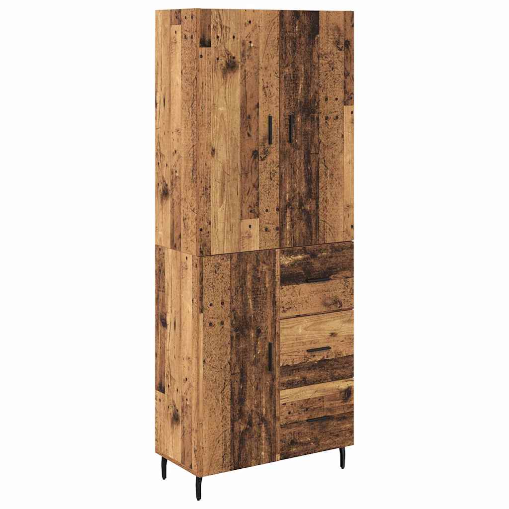 Highboard με συρτάρι 2 pcs Παλιό Ξύλο Σύνθετο Ξύλο και Γυαλί