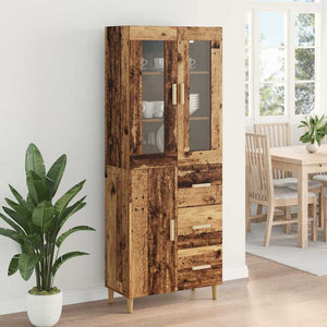 Highboard Παλιό Ξύλο 34,5 x 34 x 180 εκ. Επεξεργασμένο Ξύλο