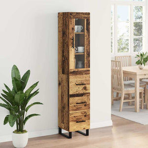 Highboard Παλιό Ξύλο 34,5 x 34 x 180 εκ. Επεξεργασμένο Ξύλο