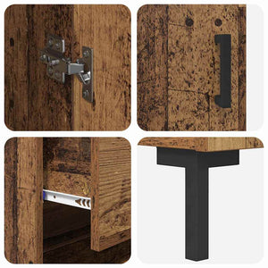 Highboard Παλιό Ξύλο 34,5 x 34 x 180 εκ. Επεξεργασμένο Ξύλο