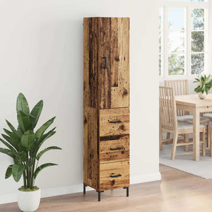 Highboard Παλιό Ξύλο 34,5 x 34 x 180 εκ. Επεξεργασμένο Ξύλο