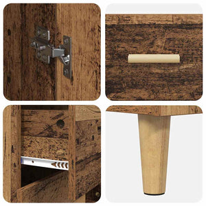 Highboard Παλιό Ξύλο 69,5 x 34 x 180 εκ. Σύνθετο Ξύλο και Γυαλί