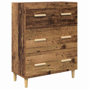Highboard Παλιό Ξύλο 69,5 x 34 x 180 εκ. Σύνθετο Ξύλο και Γυαλί