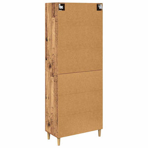 Highboard Παλιό Ξύλο 69,5 x 34 x 180 εκ. Σύνθετο Ξύλο και Γυαλί