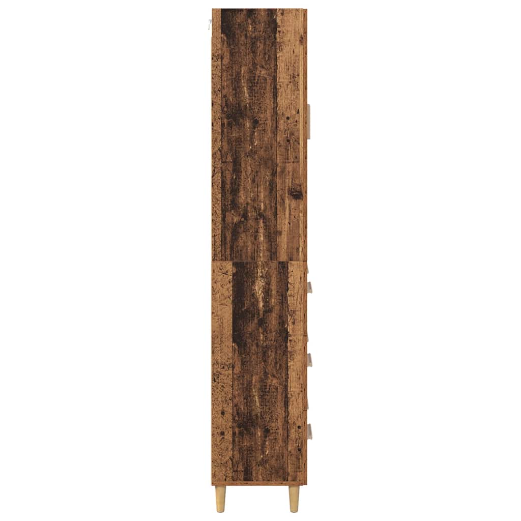 Highboard Παλιό Ξύλο 69,5 x 34 x 180 εκ. Σύνθετο Ξύλο και Γυαλί