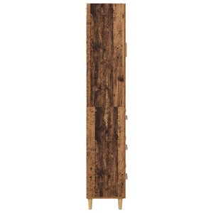 Highboard Παλιό Ξύλο 69,5 x 34 x 180 εκ. Σύνθετο Ξύλο και Γυαλί