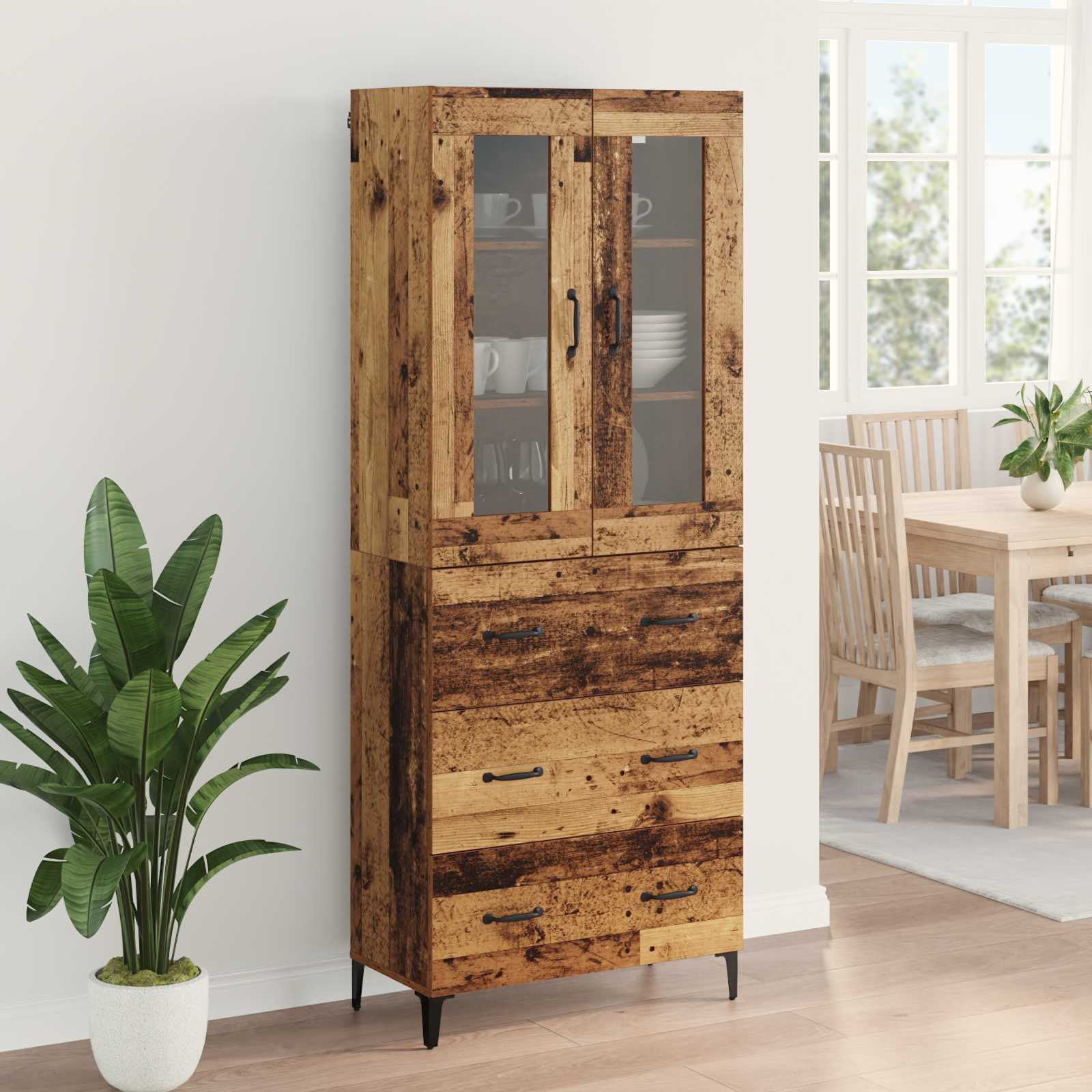 Highboard Παλιό Ξύλο 69,5 x 34 x 180 εκ. Επεξεργασμένο ξύλο