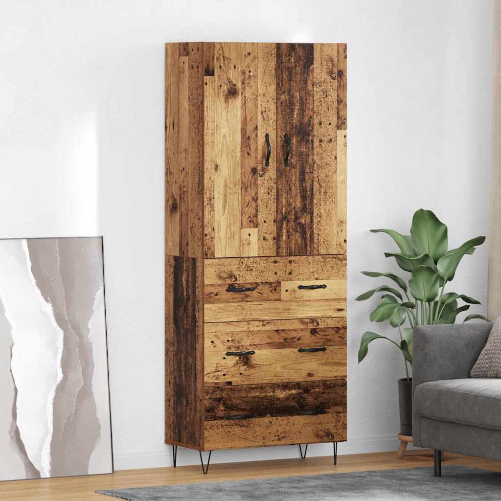 Highboard με συρτάρι 2 pcs Παλιό ξύλο Επεξεργασμένο ξύλο
