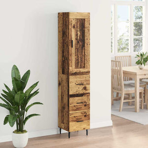Highboard Παλιό Ξύλο 34,5 x 34 x 180 εκ. Επεξεργασμένο Ξύλο