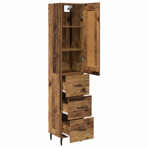Highboard Παλιό Ξύλο 34,5 x 34 x 180 εκ. Επεξεργασμένο Ξύλο