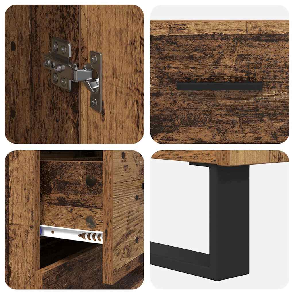 Highboard με συρτάρι 2 pcs Παλιό Ξύλο 69,5 x 34 x 180 εκ.