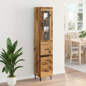 Highboard Παλιό Ξύλο 34,5 x 34 x 180 εκ. Επεξεργασμένο Ξύλο