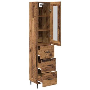 Highboard Παλιό Ξύλο 34,5 x 34 x 180 εκ. Επεξεργασμένο Ξύλο