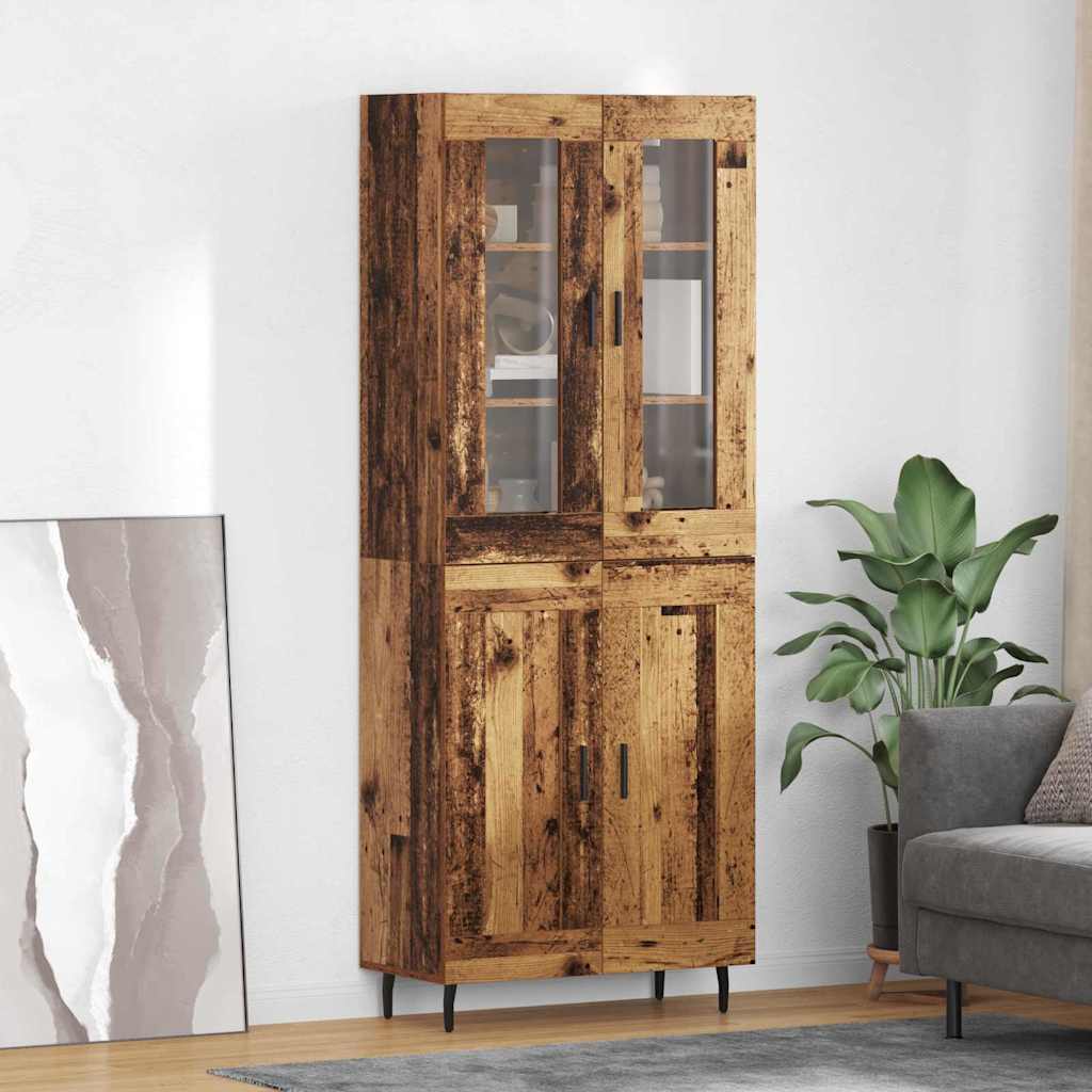 Highboard 2 pcs Παλιό Ξύλο Σύνθετο Ξύλο και Γυαλί - Pakobazaar