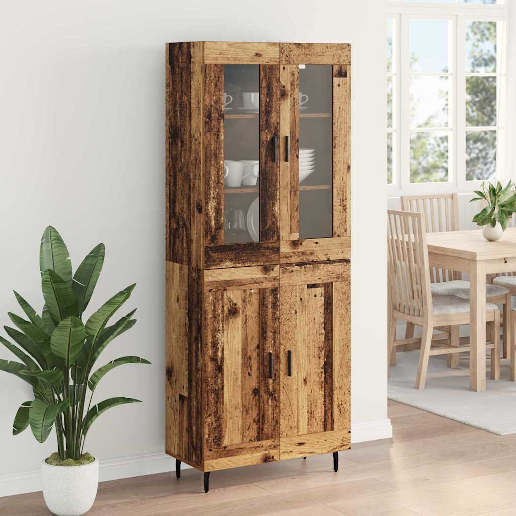 Highboard 2 pcs Παλιό Ξύλο Σύνθετο Ξύλο και Γυαλί - Pakobazaar