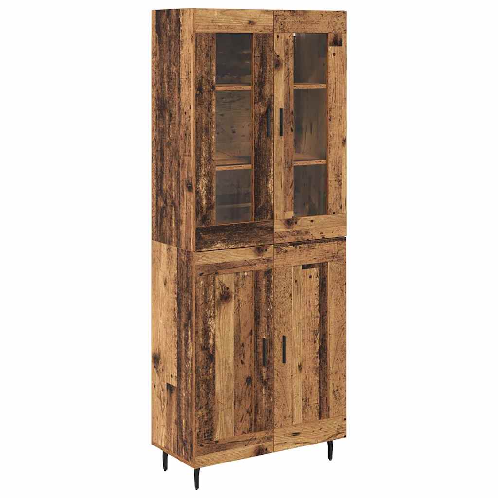 Highboard 2 pcs Παλιό Ξύλο Σύνθετο Ξύλο και Γυαλί - Pakobazaar