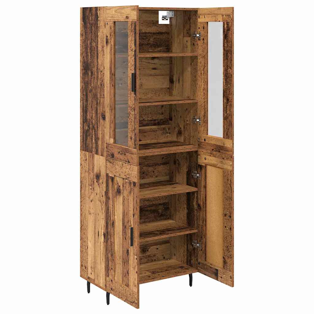 Highboard 2 pcs Παλιό Ξύλο Σύνθετο Ξύλο και Γυαλί - Pakobazaar
