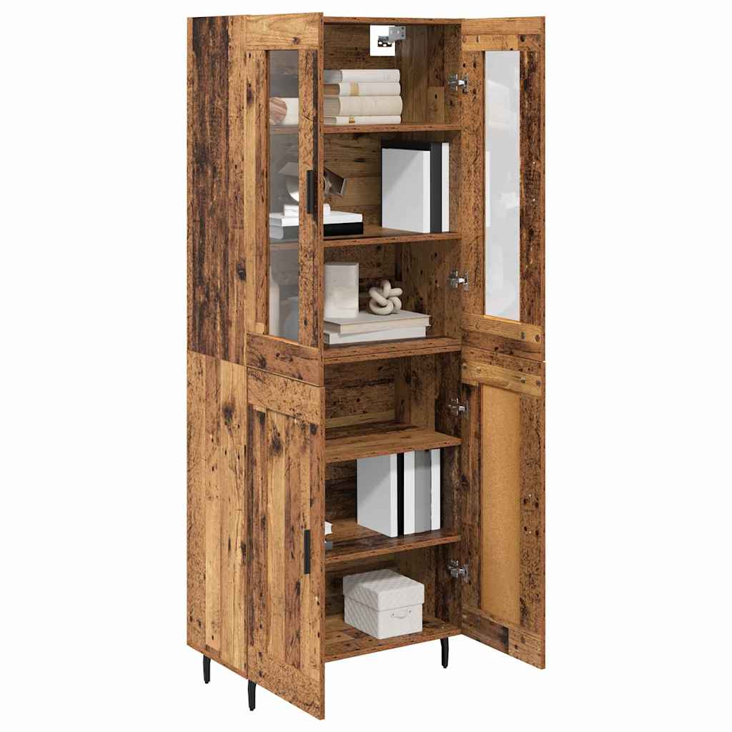 Highboard 2 pcs Παλιό Ξύλο Σύνθετο Ξύλο και Γυαλί - Pakobazaar