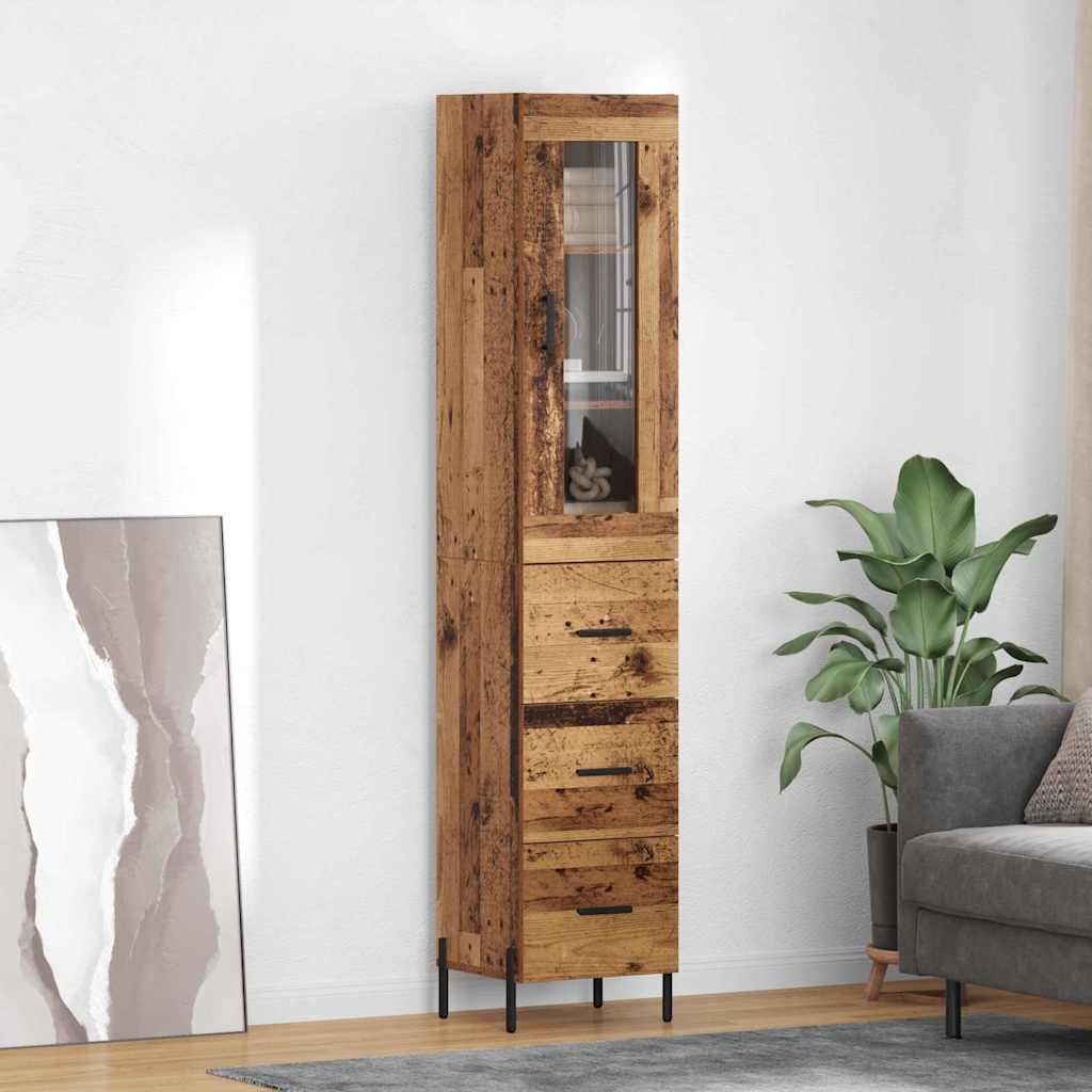 Highboard Παλιό Ξύλο 34,5 x 34 x 180 εκ. Επεξεργασμένο ξύλο