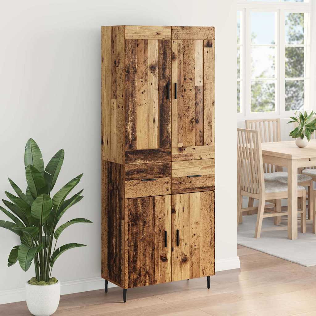 Highboard με συρτάρι 2 pcs Παλιό ξύλο Επεξεργασμένο ξύλο